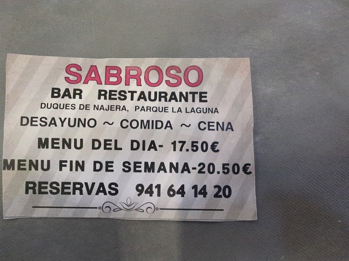 Bar-Restaurante Sabroso Photo Menu 3