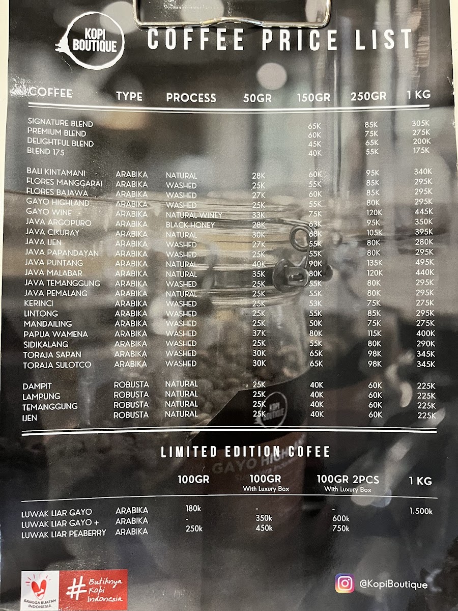 Kopi Boutique Roastery Photo Menu 1