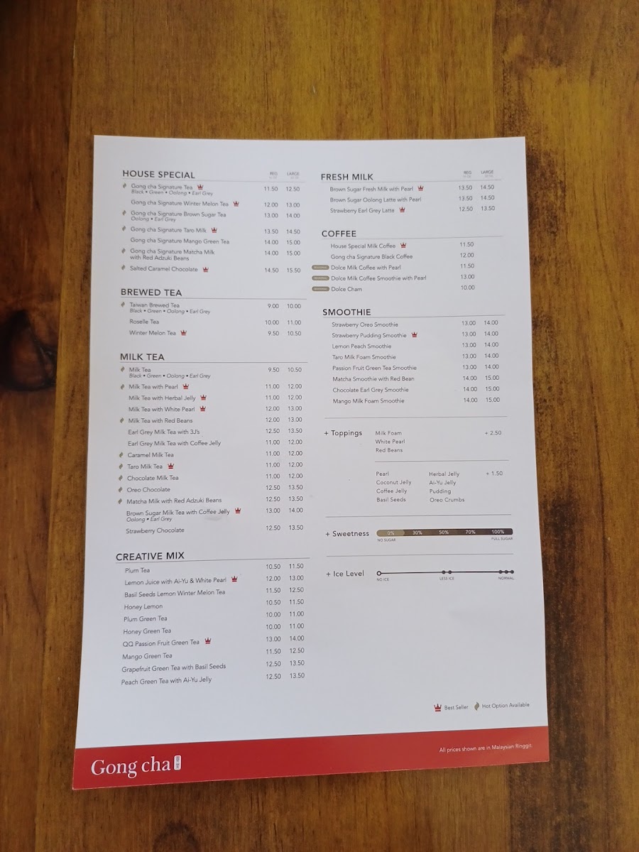 Gong Cha (Damai) Photo Menu 2