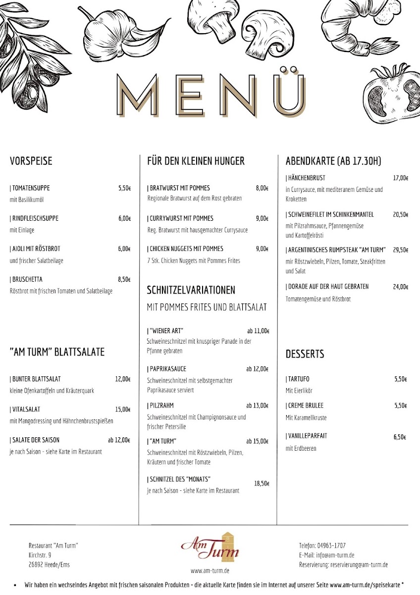 Restaurant Cafe Catering 'Am Turm' Photo Menu 1