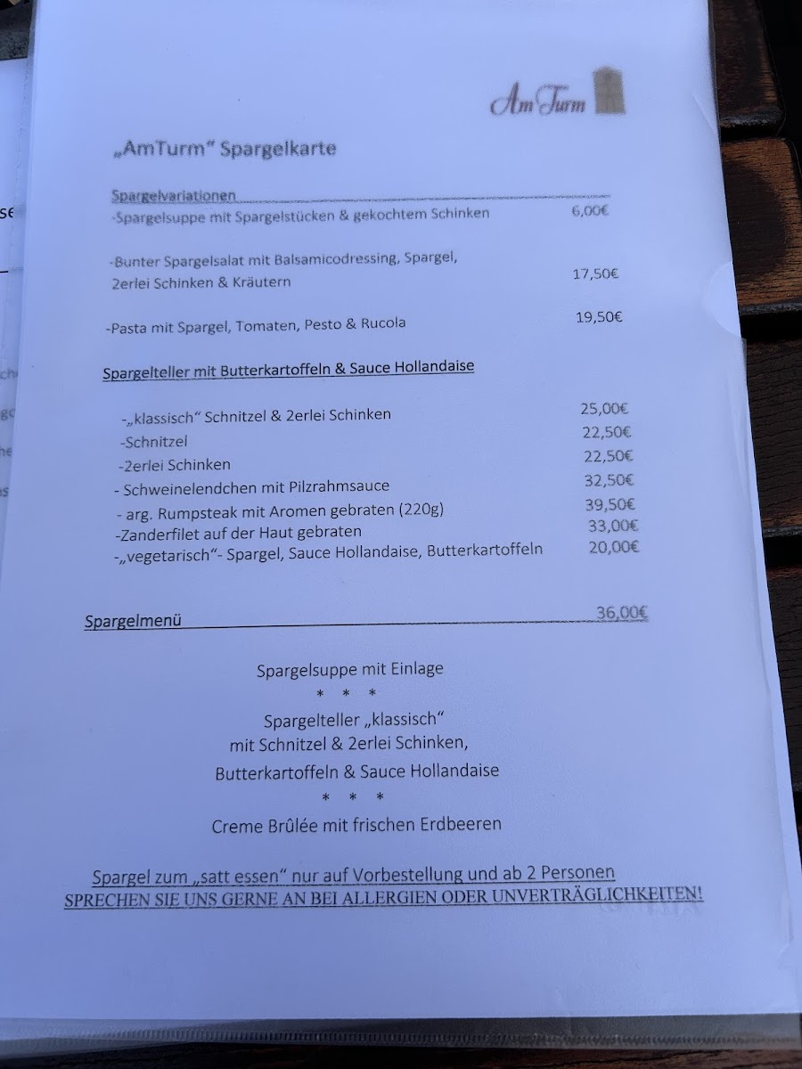 Restaurant Cafe Catering 'Am Turm' Photo Menu 3