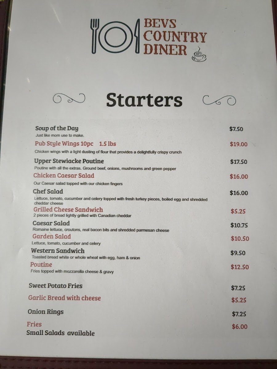 Bev's Country Diner Photo Menu 2