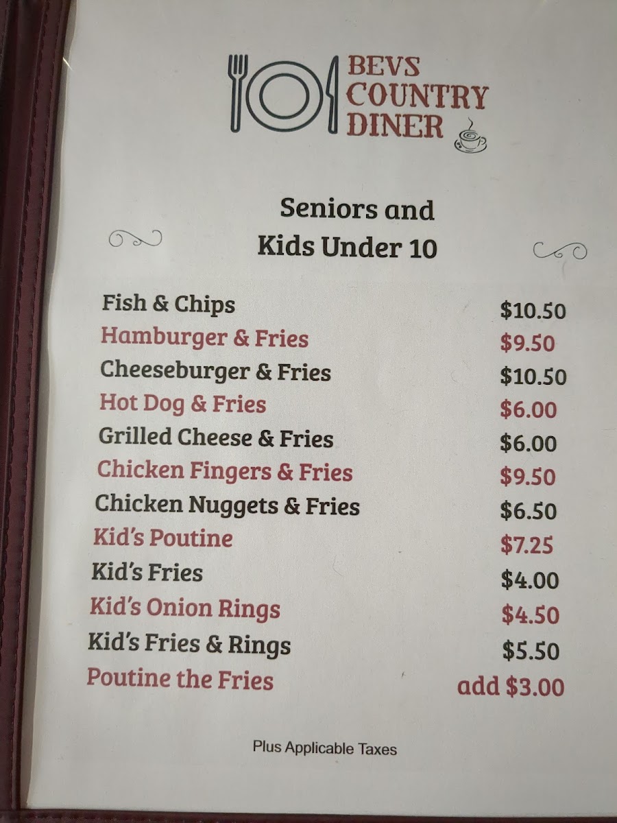 Bev's Country Diner Photo Menu 3