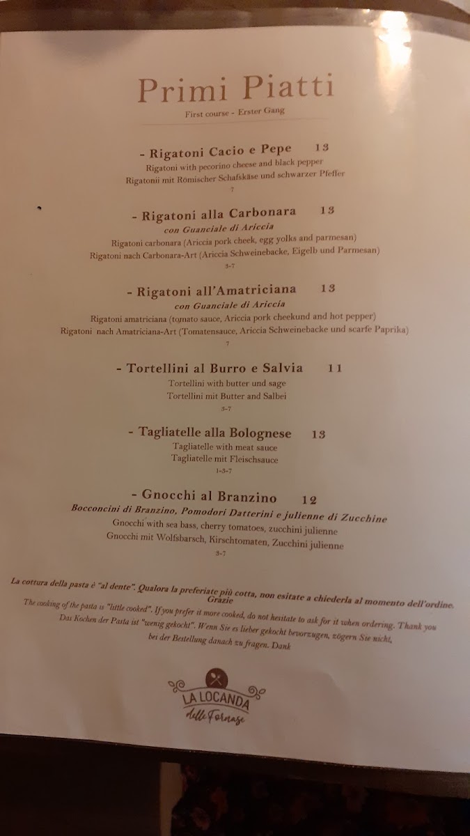 La locanda delle Fornase Photo Menu 2