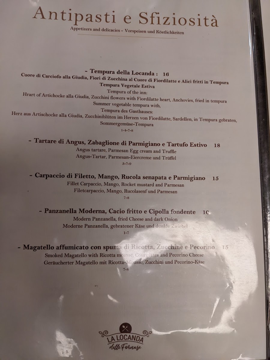 La locanda delle Fornase Photo Menu 6