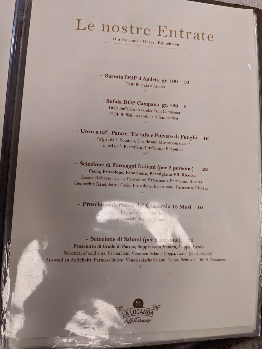 La locanda delle Fornase Photo Menu 9