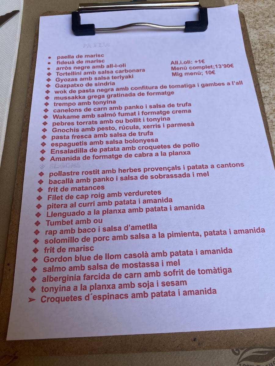 Ca s'Hereu Photo Menu 10