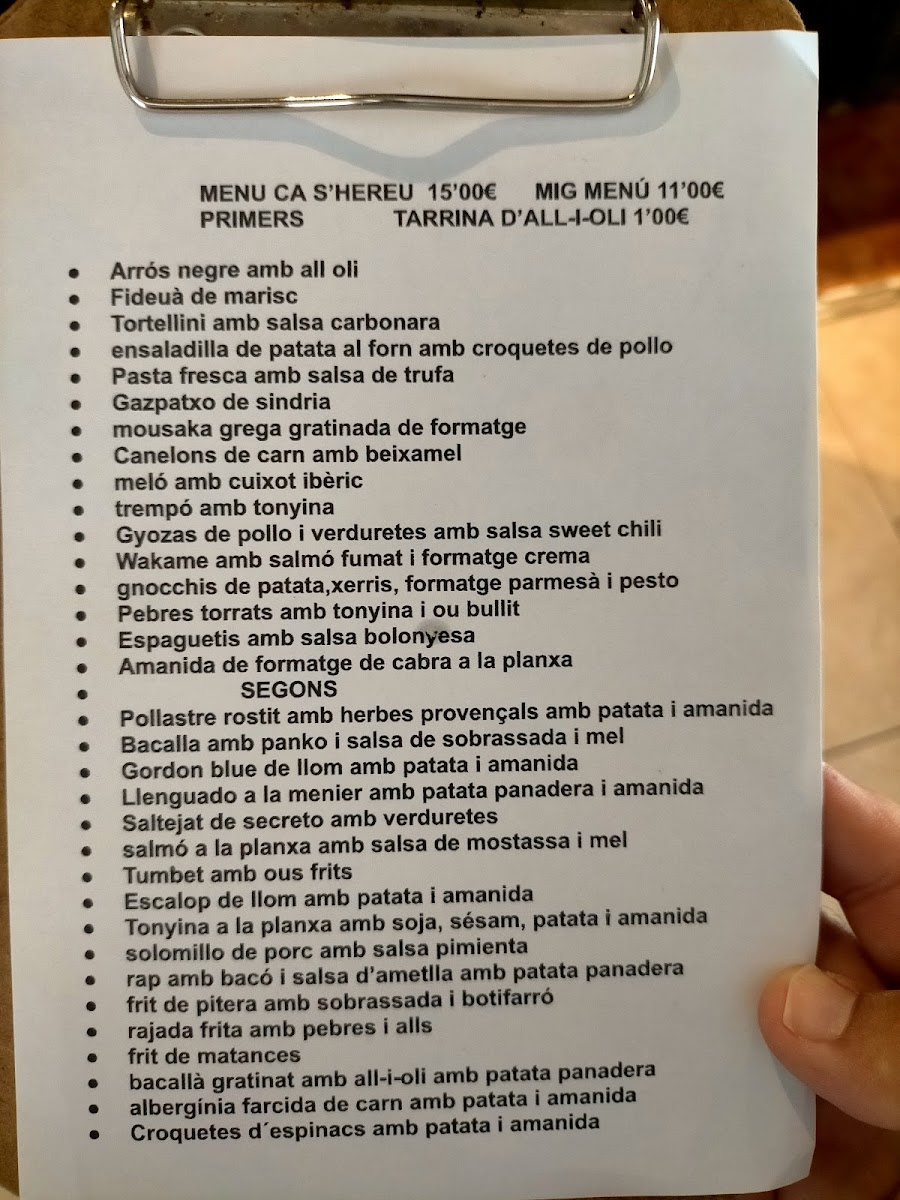 Ca s'Hereu Photo Menu 7