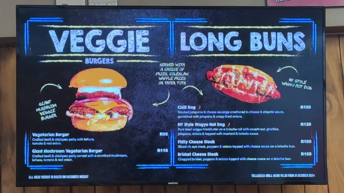 Talladega Grill Photo Menu 1
