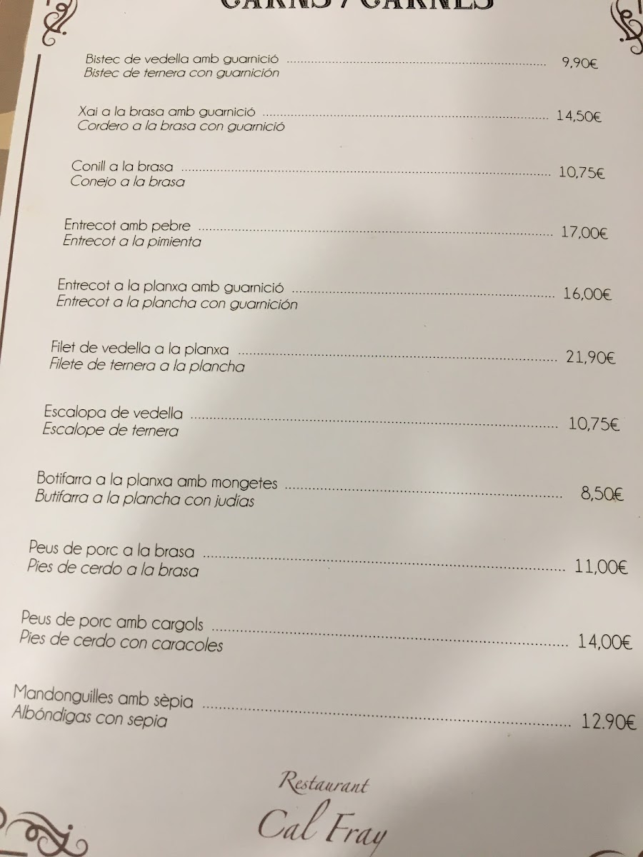 Restaurant Cal Fray Photo Menu 1