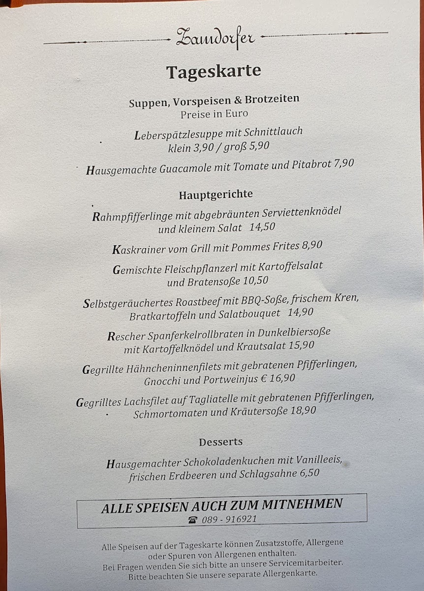 Wirtshaus Zamdorfer Biergarten Photo Menu 3