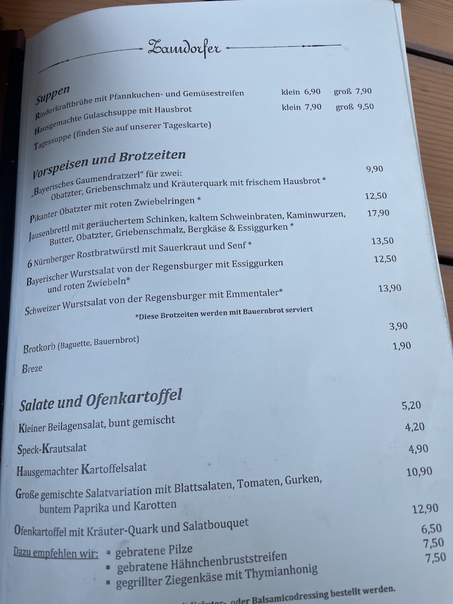 Wirtshaus Zamdorfer Biergarten Photo Menu 7