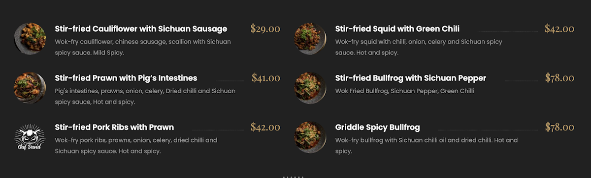 Chef David Photo Menu 2