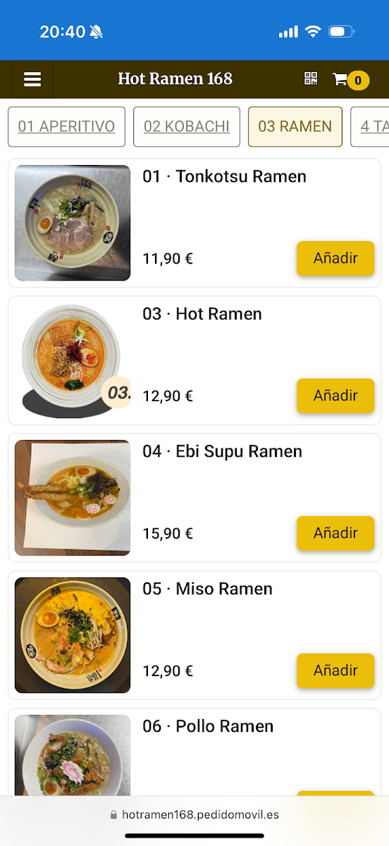 Hot Ramen 168 Photo Menu 3