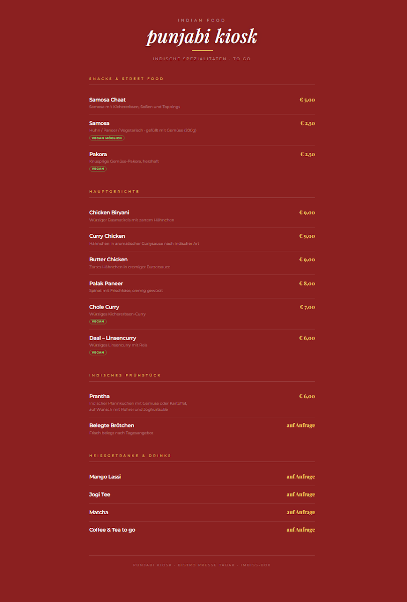Punjabi Kiosk Photo Menu 1