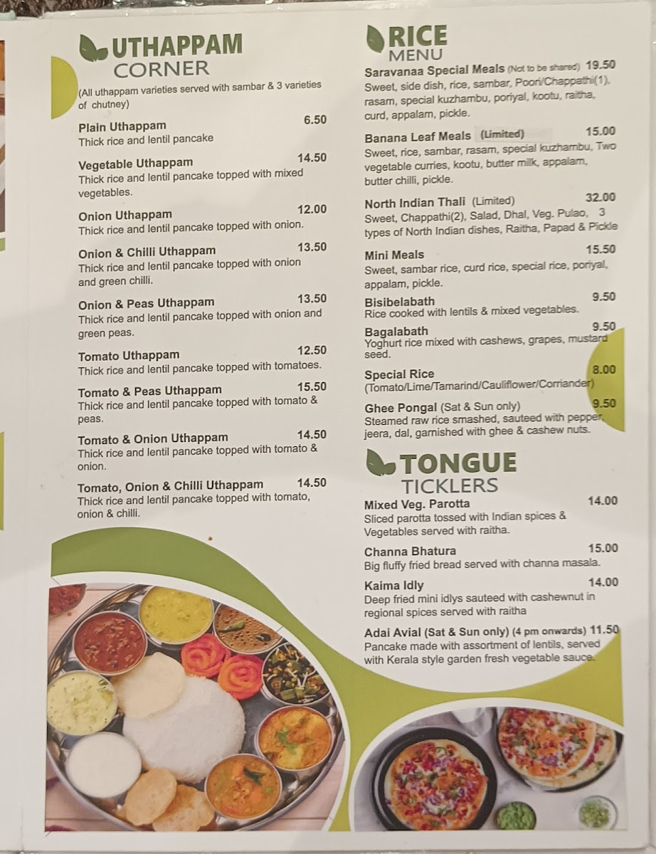 Restoran Saravanaa Bhavan • Leboh Ampang Photo Menu 1