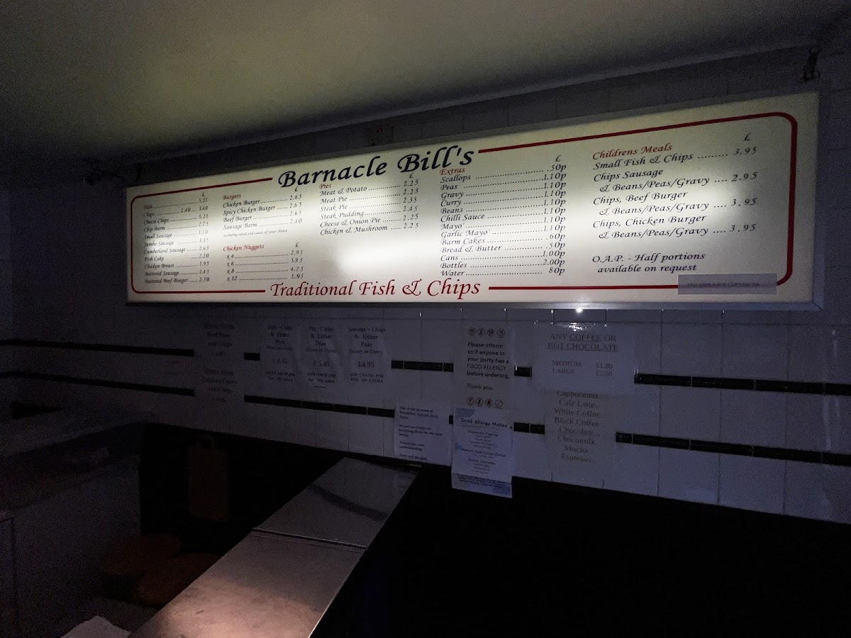 Barnacle Bill's Fish and Chip Shop Photo Menu 1