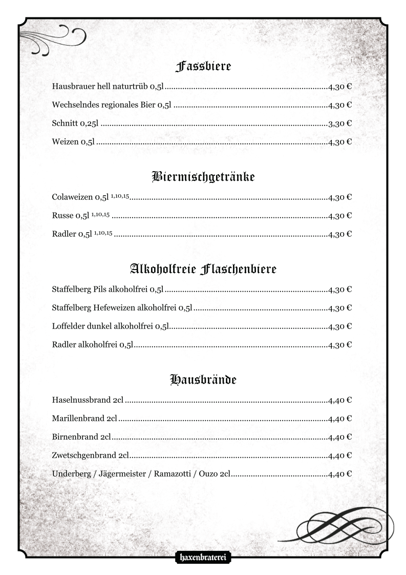Haxenbraterei Coburg Photo Menu 2