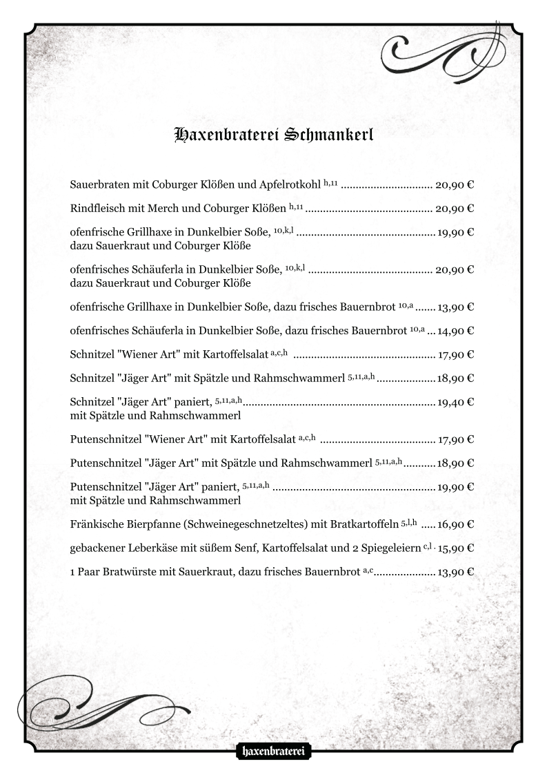 Haxenbraterei Coburg Photo Menu 3