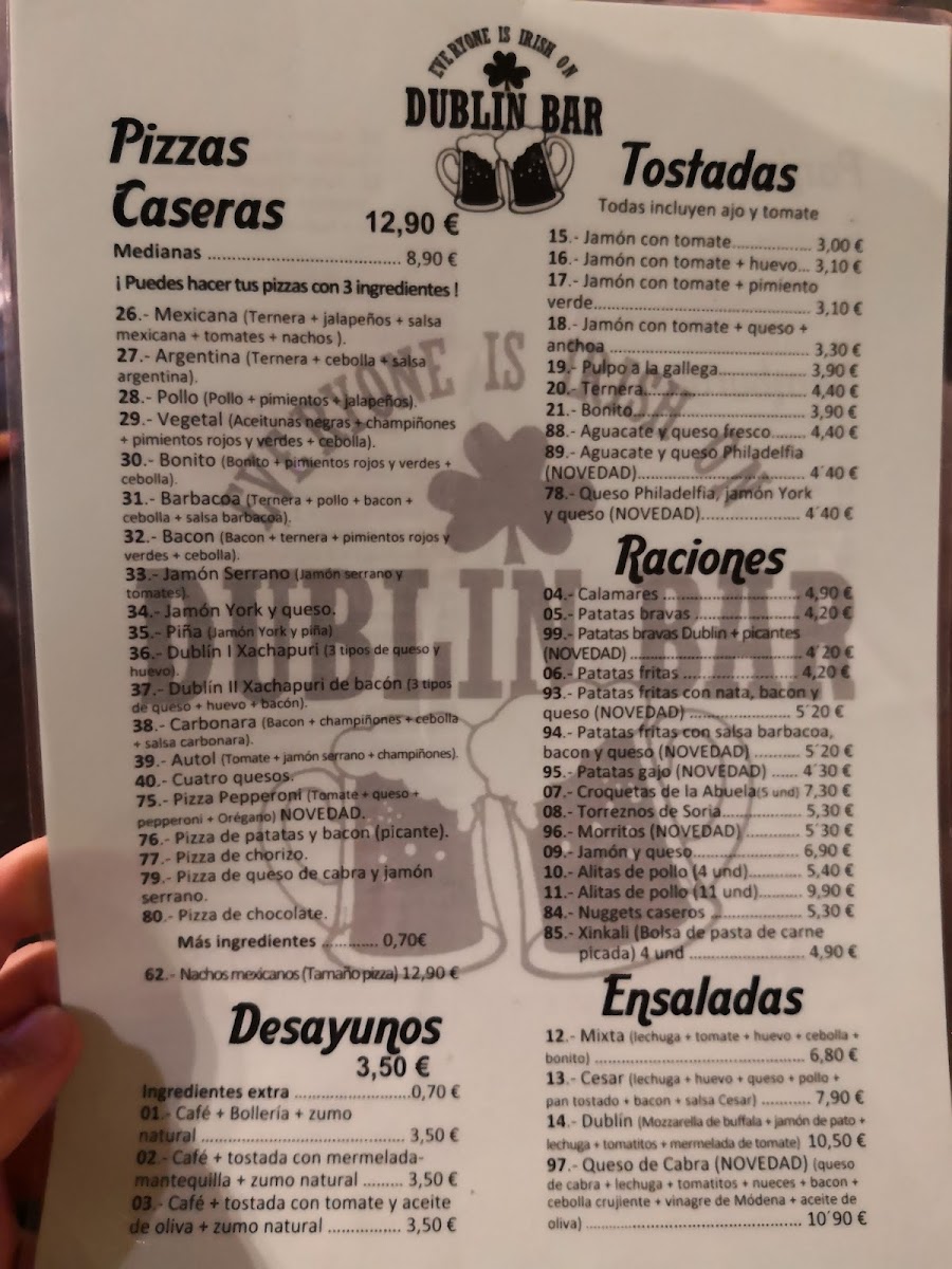 Dublin Bar Restaurante Photo Menu 3
