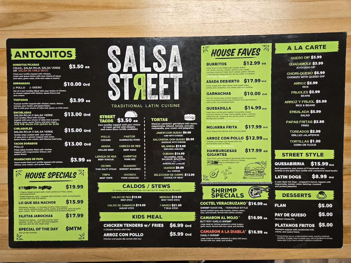 Salsa Street Photo Menu 1