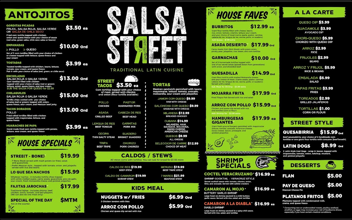 Salsa Street Photo Menu 2