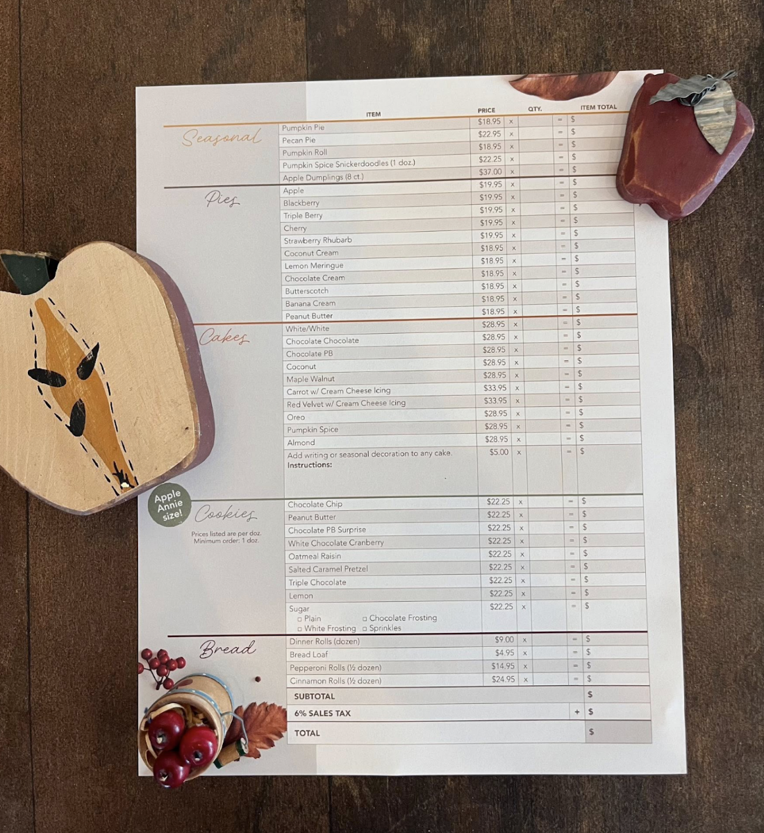 Apple Annie’s Spring Mills Photo Menu 1