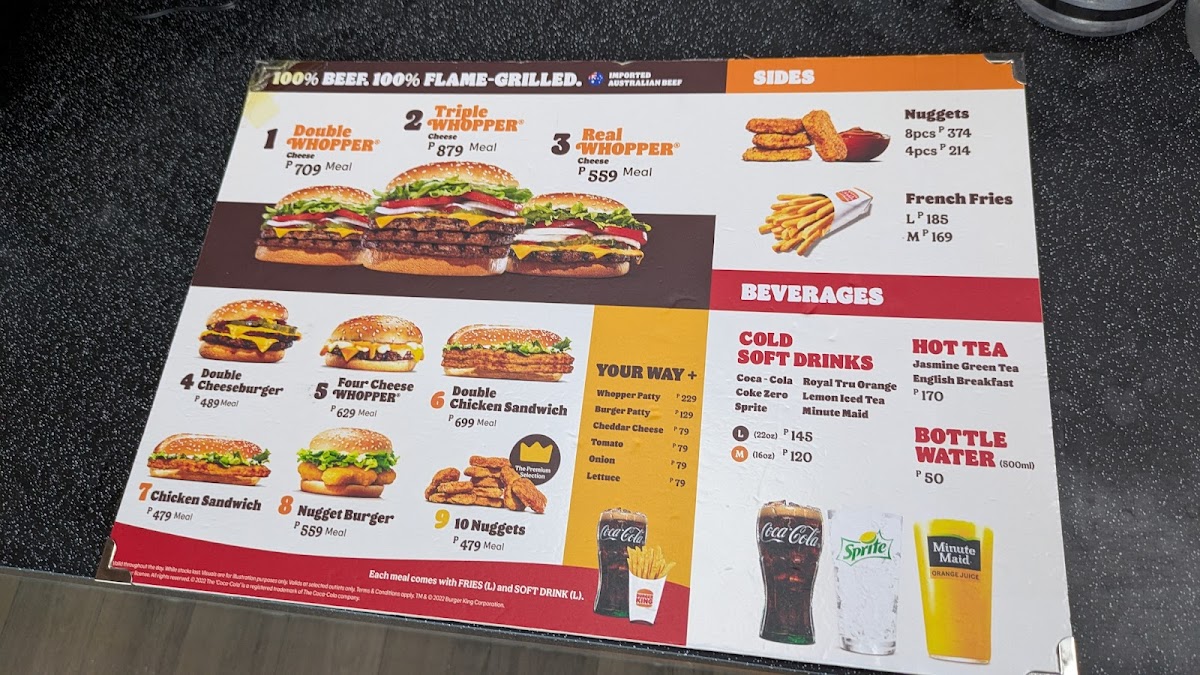 Burger King - MCIA International Terminal Photo Menu 1