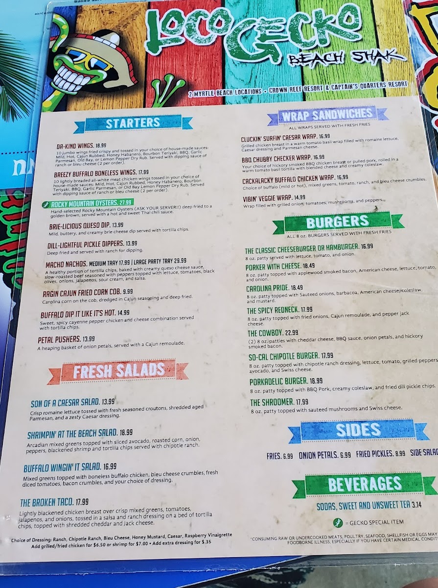 Loco Gecko Beach Shak Photo Menu 2