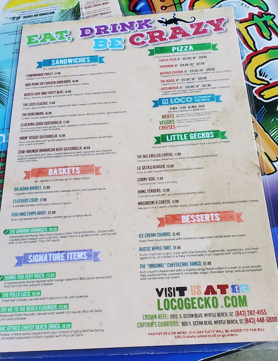 Loco Gecko Beach Shak Photo Menu 3