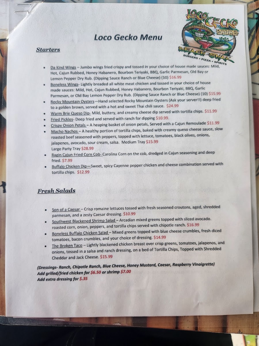 Loco Gecko Beach Shak Photo Menu 8