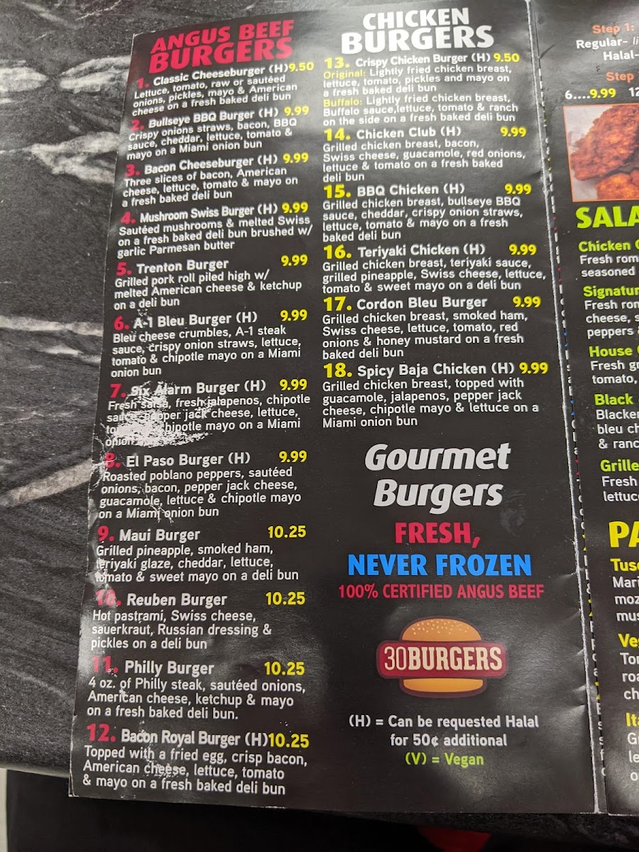 30 Burgers Photo Menu 1