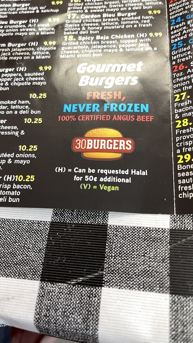 30 Burgers Photo Menu 2