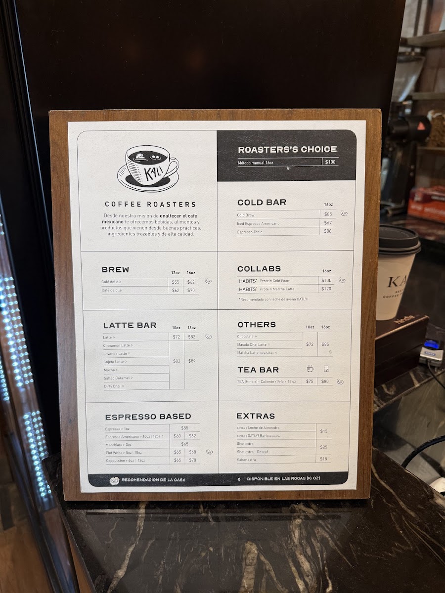 Kali Coffee Roasters Photo Menu 2