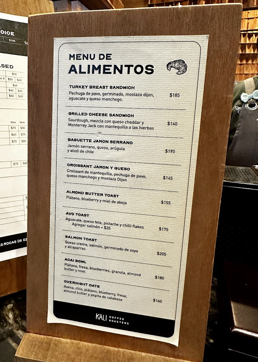 Kali Coffee Roasters Photo Menu 5