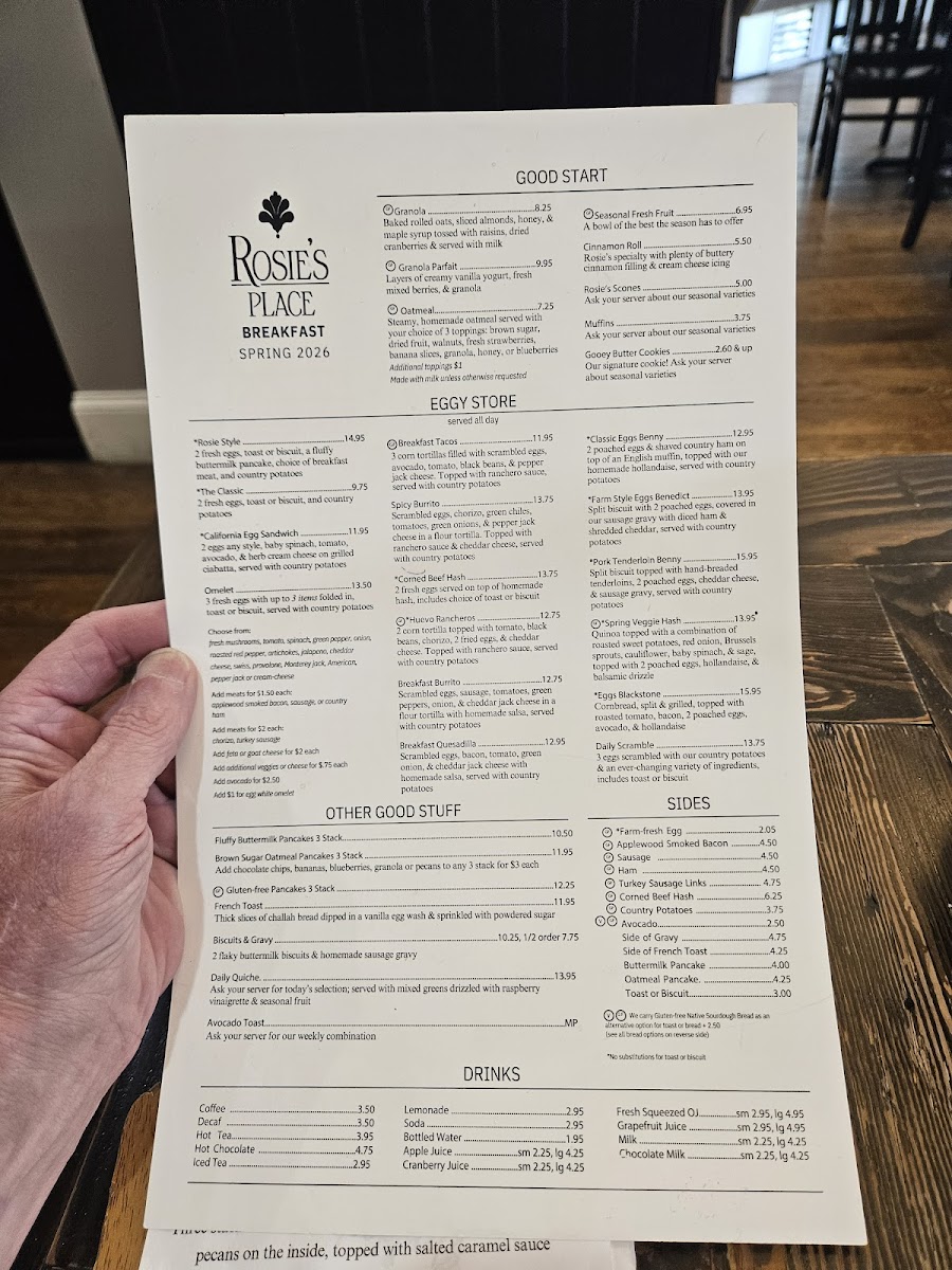 Rosie's Place Photo Menu 1