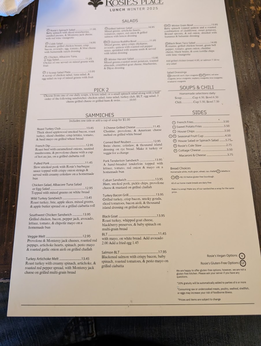 Rosie's Place Photo Menu 10