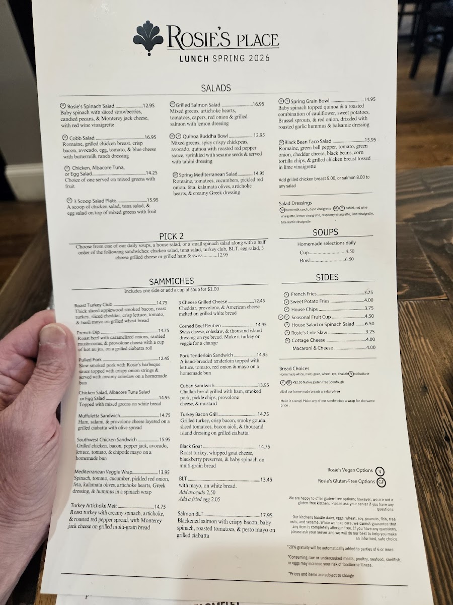 Rosie's Place Photo Menu 2