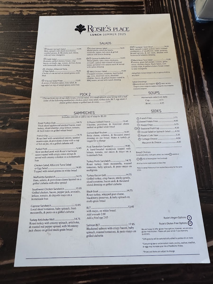Rosie's Place Photo Menu 5