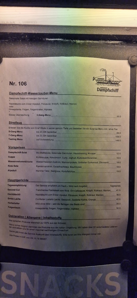 Dampfschiff Photo Menu 6