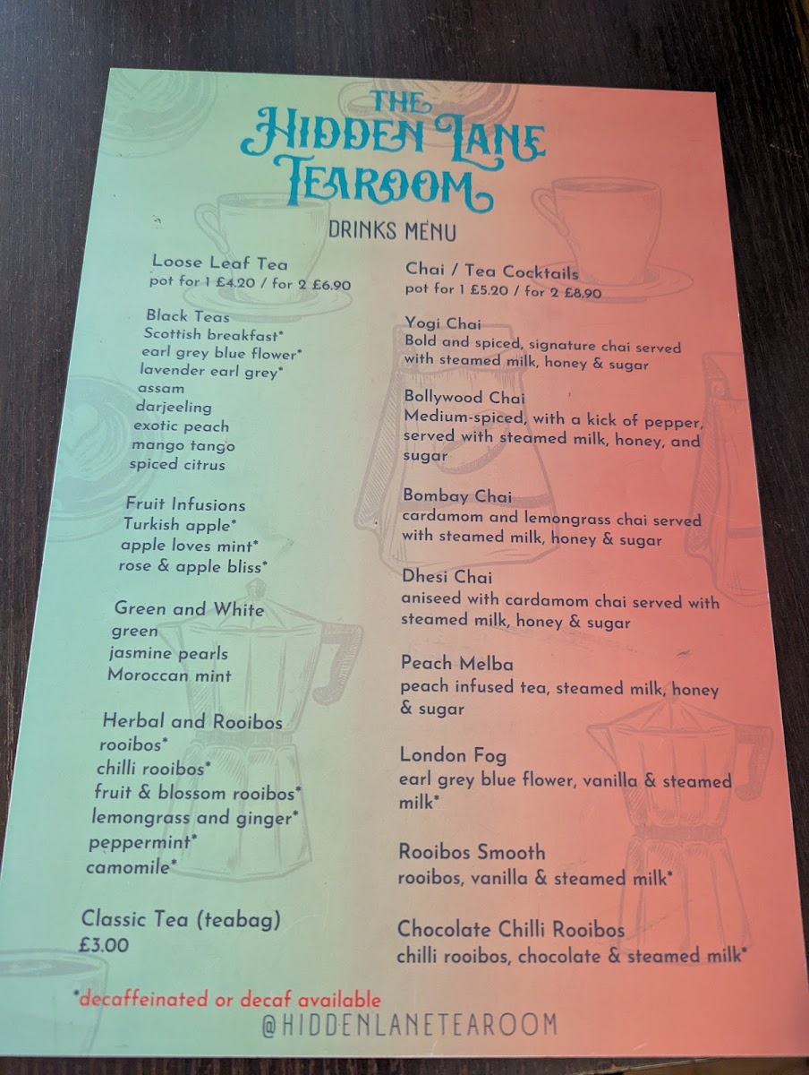 The Hidden Lane Tea Room Photo Menu 10