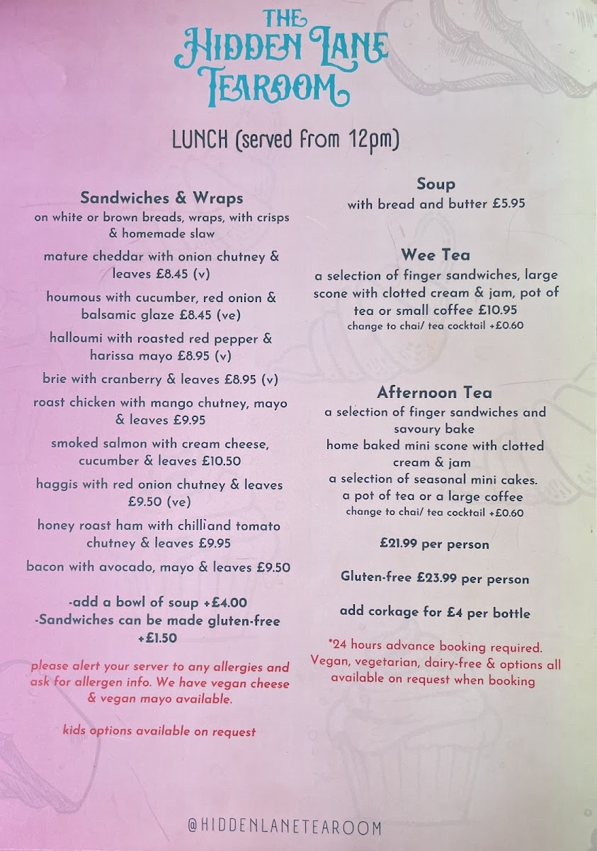 The Hidden Lane Tea Room Photo Menu 3