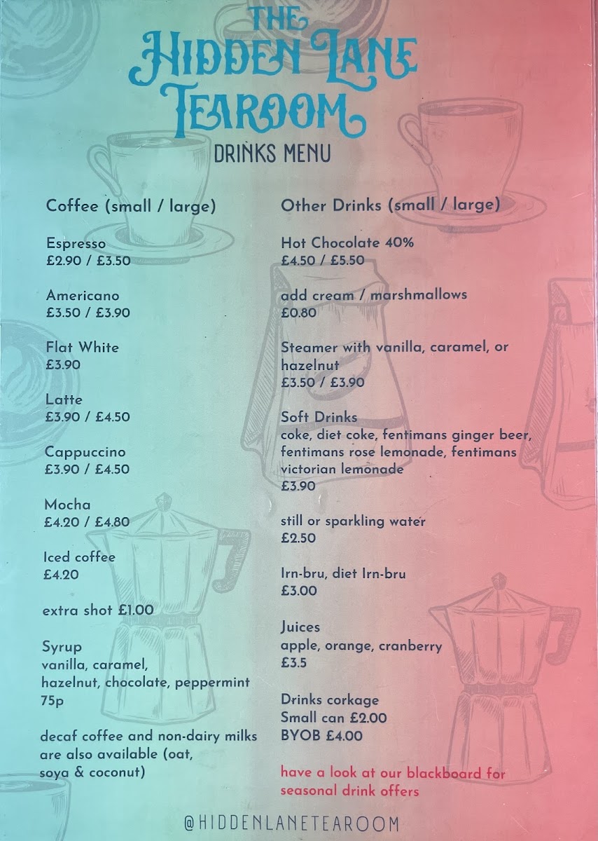 The Hidden Lane Tea Room Photo Menu 4