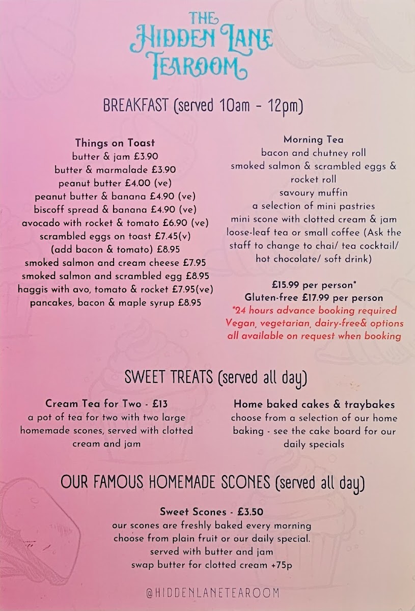 The Hidden Lane Tea Room Photo Menu 5