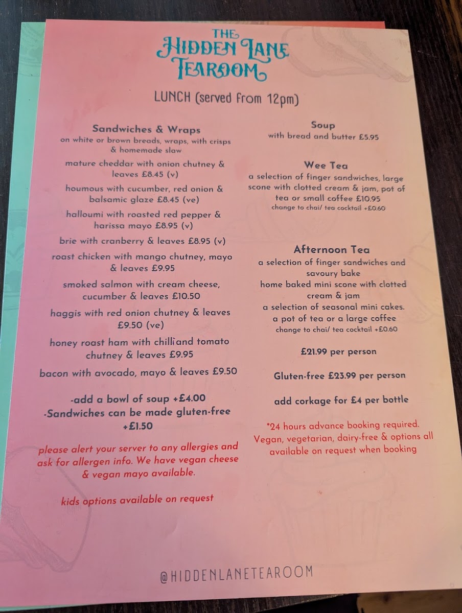 The Hidden Lane Tea Room Photo Menu 6