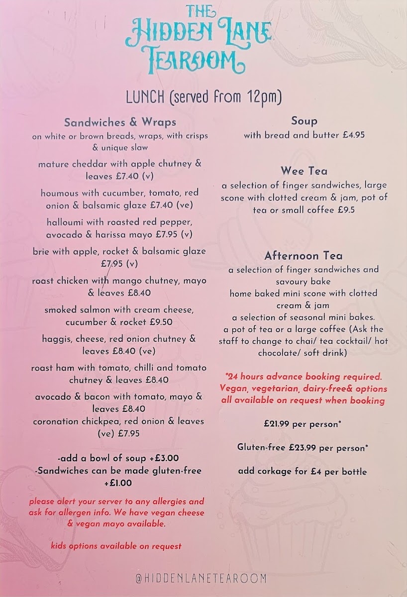 The Hidden Lane Tea Room Photo Menu 7