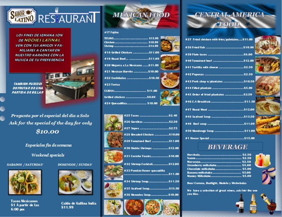 Sabor Latino Photo Menu 1