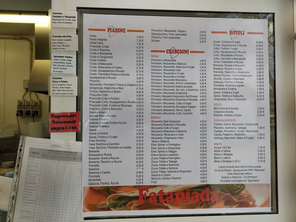 Fatapiada 2002 Stadium Piadina Kiosk Photo Menu 2