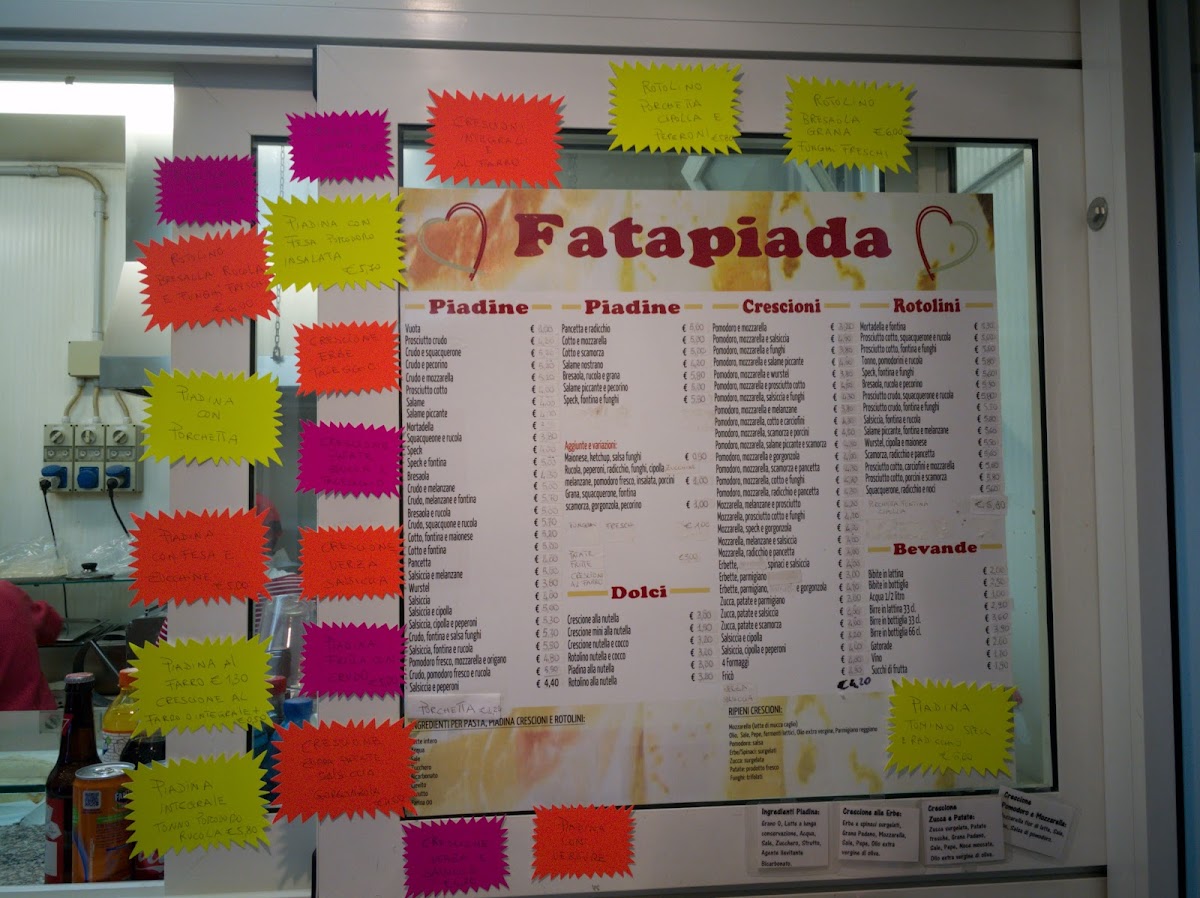 Fatapiada 2002 Stadium Piadina Kiosk Photo Menu 4