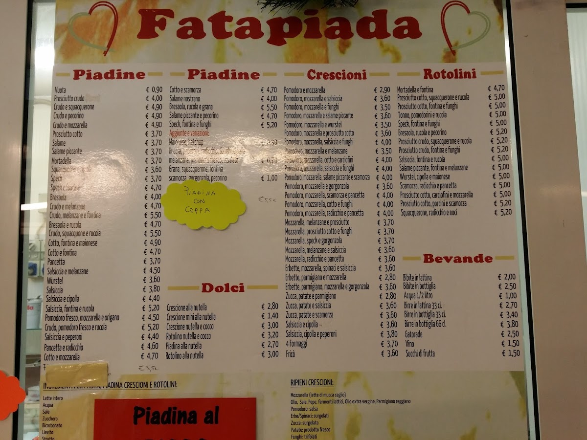 Fatapiada 2002 Stadium Piadina Kiosk Photo Menu 5
